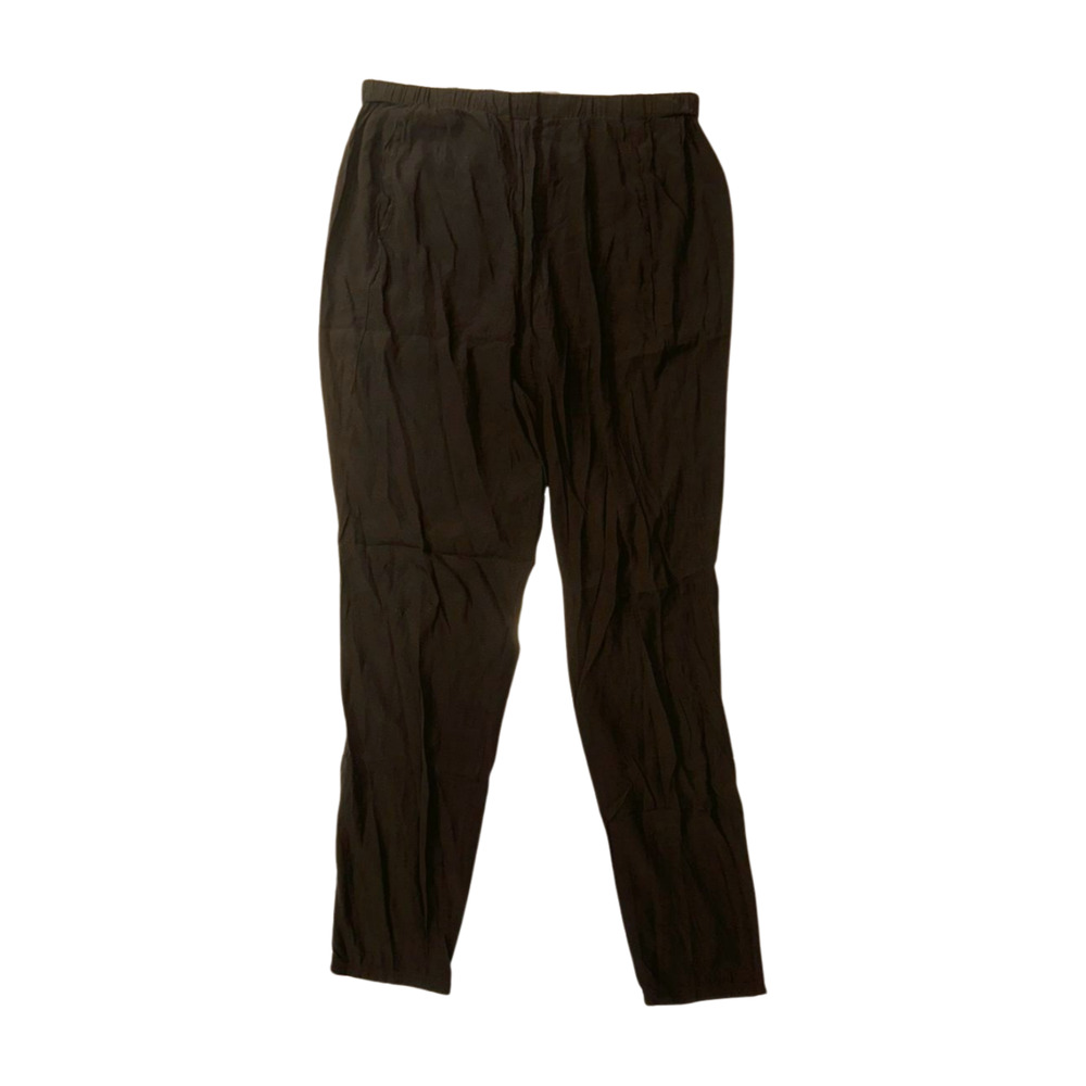 Vince Lightweight Relaxed Black Silk Pants w/ Tapered Leg + Elastic Waist Size S